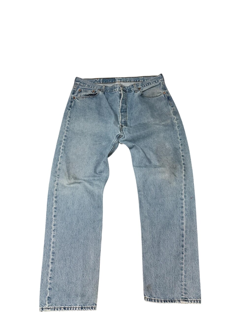 Vintage 90s Levis 501 Jeans Mens 36x30 Blue Light Wash Straight Button Fly Denim